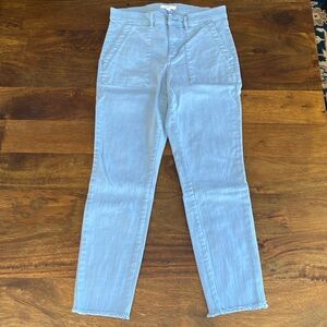 Loft Frayed Hem Slim Straight Jean in Stormy Blue